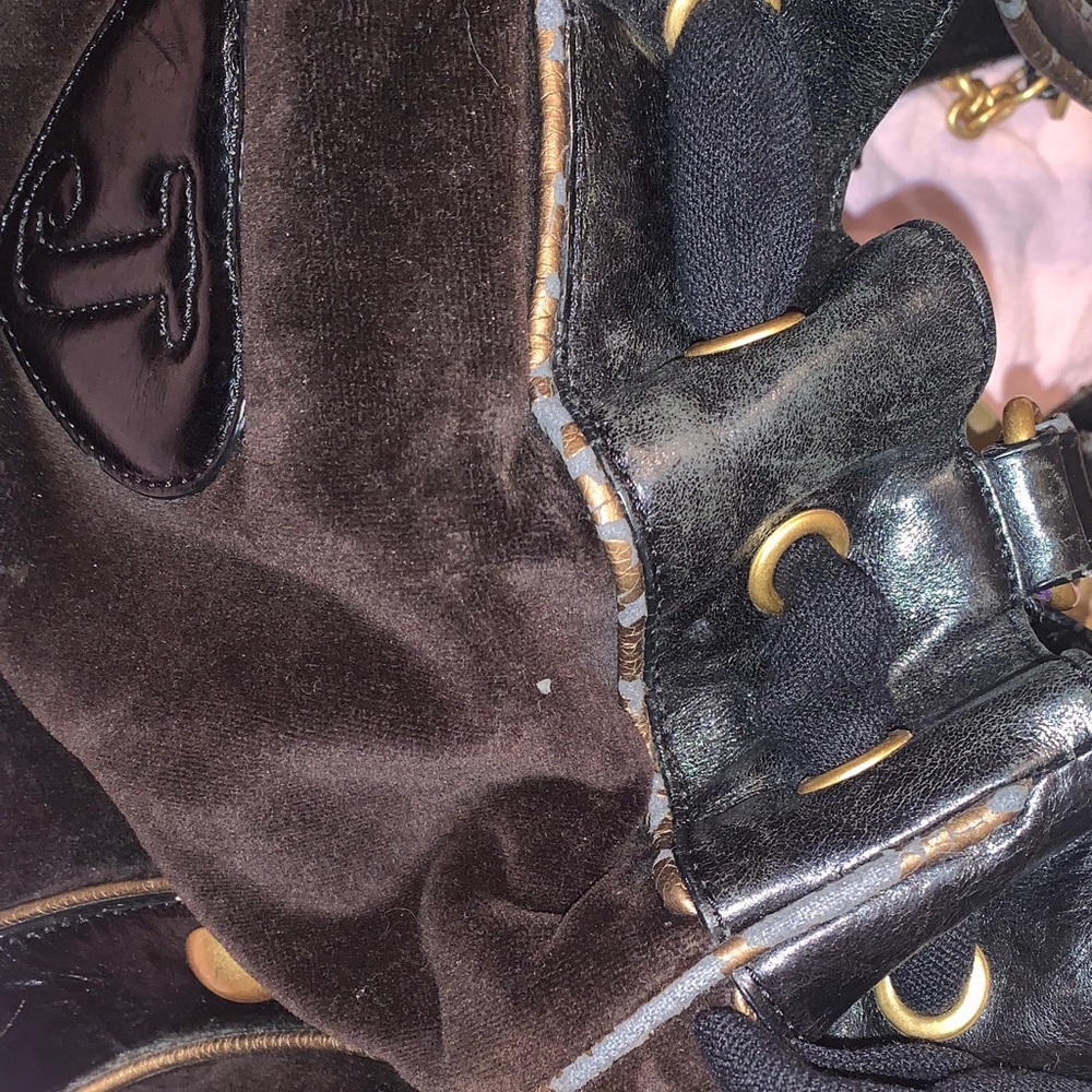 Y2K EXTREMELY RARE Vintage Juicy Couture Black & Brown Daydreamer w/embroidered🌹 - Picture 12 of 16